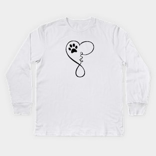 Dog Heart Love Paws Cute Cats Animals Symbol Protect Vegan Kids Long Sleeve T-Shirt